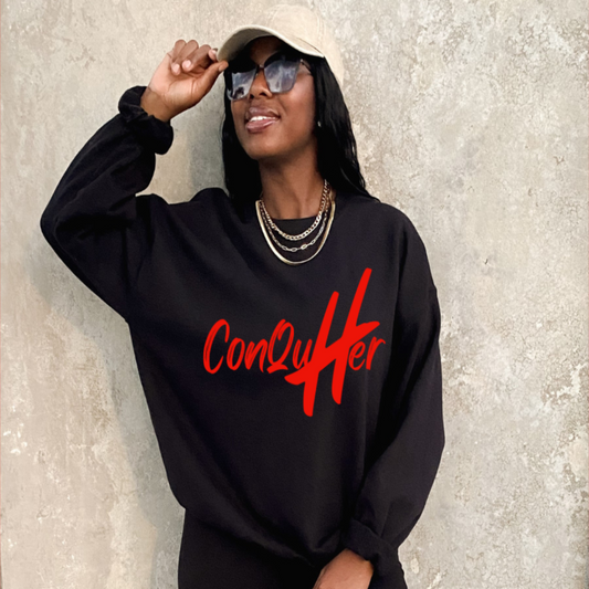 ConqueHer Signature Sweatshirt (Blk/Red)